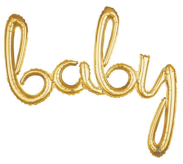 Balloon Foil Script Baby Gold
