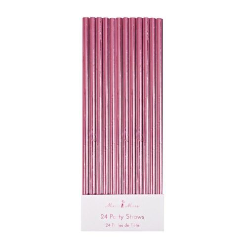 Party Straws Pink Foil