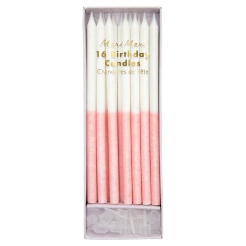 Party Candles Glitter Dipped Pale Pink