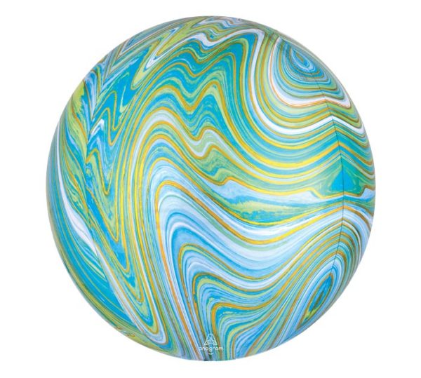 Balloon Foil Orbz 16" Marblez Blue Green