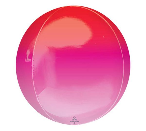 Balloon Foil Orbz 16" Ombre Pink Red