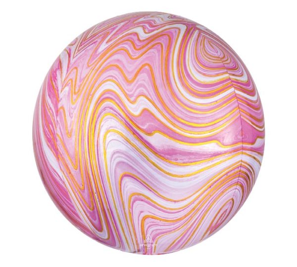 Balloon Foil Orbz 16" Marblez Pink