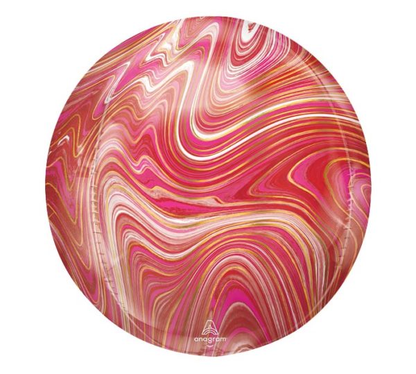Balloon Foil Orbz 16" Marblez Red Pink