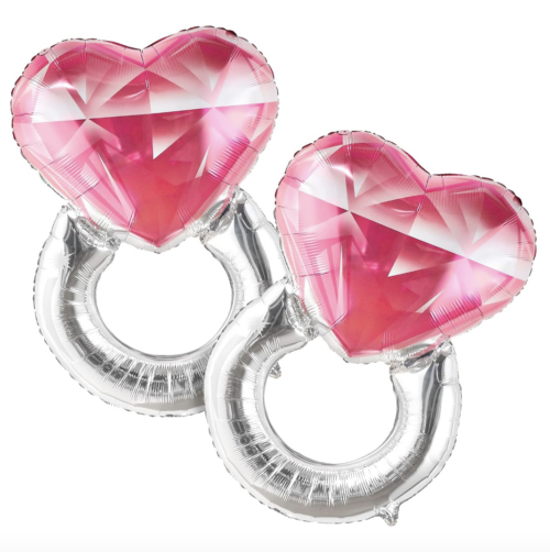 Balloon Foil Wedding Ring Pink Hearts