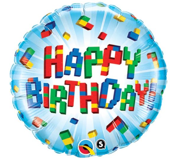 Balloon Foil Happy Birthday Lego Blocks
