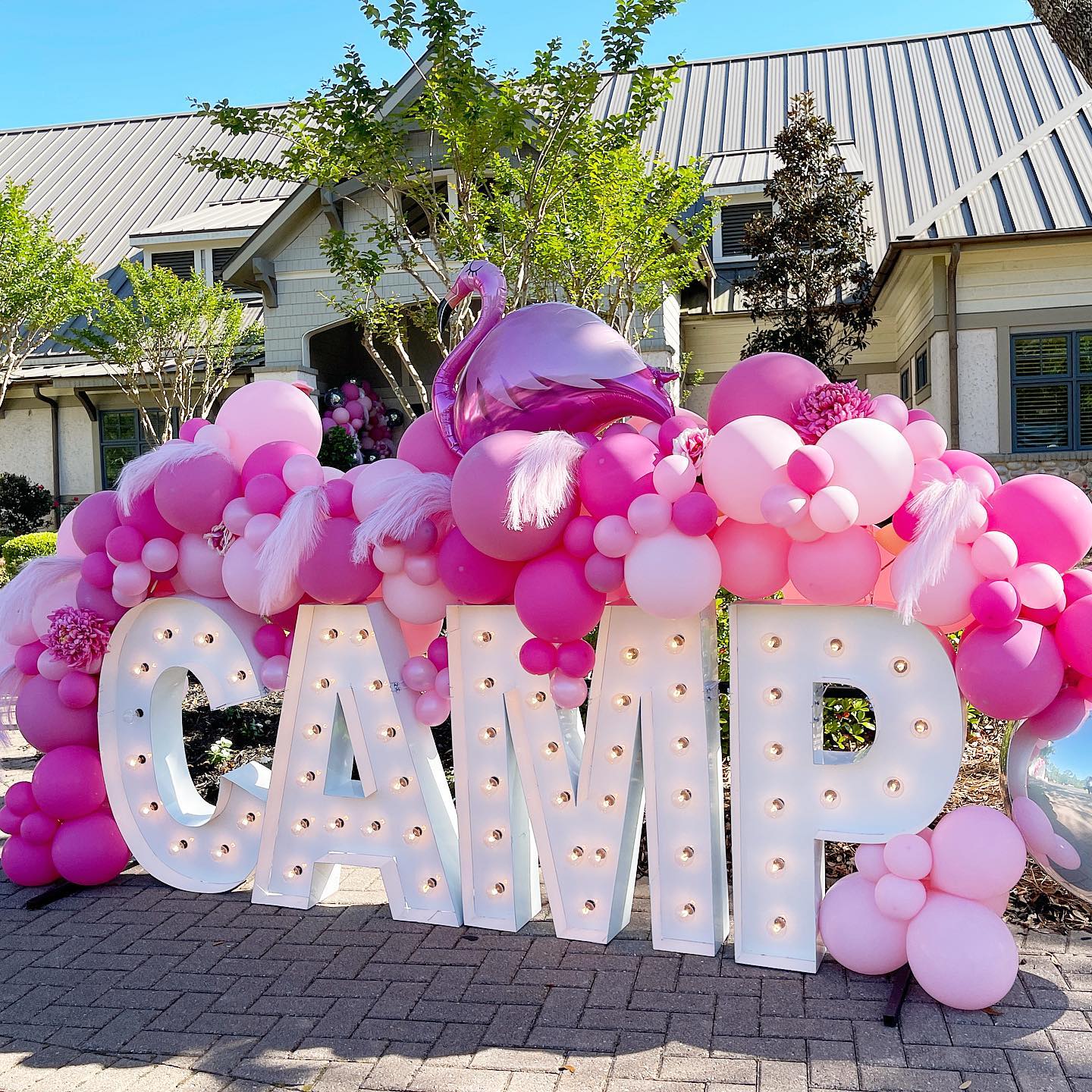 A met gala “camp” event; Florida style.🦩 For real though @ohana_institute throws the best student parties. 

#balloongarland #balloondecor #balloondisplay #balloons #organicballoons #marqueelights #marqueeletters #balloonstylist #eventstylist #partyinspiration #partyideas #balloonideas