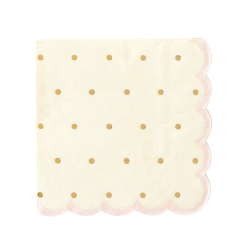 Party Napkins Gold Polka Dot Scallop