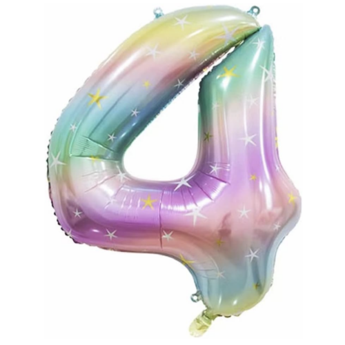 Number Balloon Pastel Rainbow 4