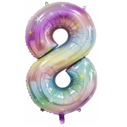 Number Balloon Pastel Rainbow 8