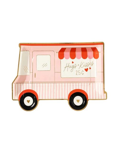 Party Collection Valentines Truck Shaped Plate