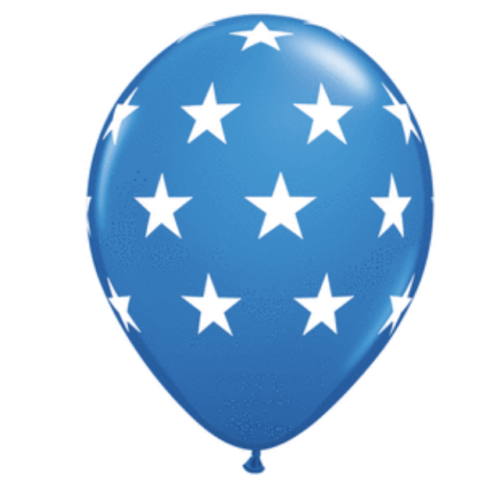 11" Printed Balloon Patriotic Blue Stars