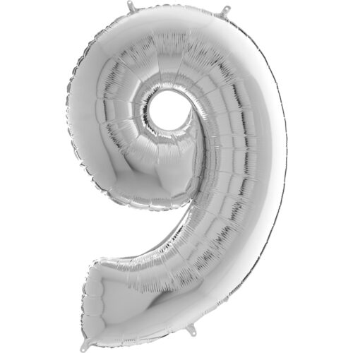 Number Balloon Silver 9