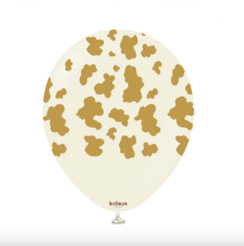 11" Printed Balloon Safari Cow Gold