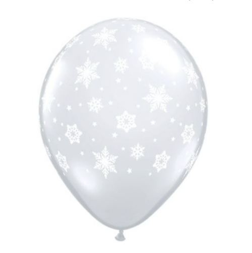11" Printed Balloon Snowflakes Clear