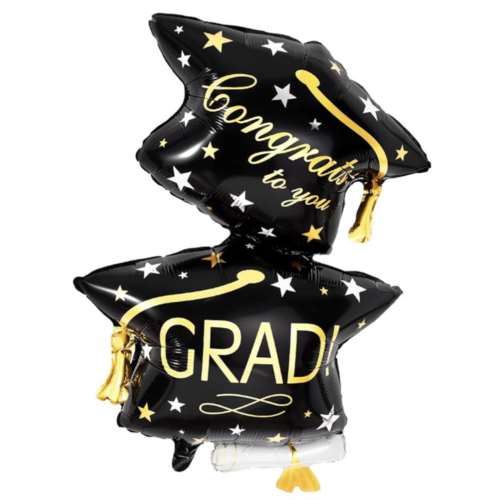 Balloon Foil Grad Congrats Hat Black