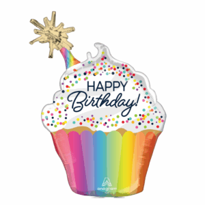 Balloon Foil Happy Birthday Rainbow Cupcake