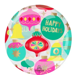 Balloon Plastic Clearz Happy Holidays