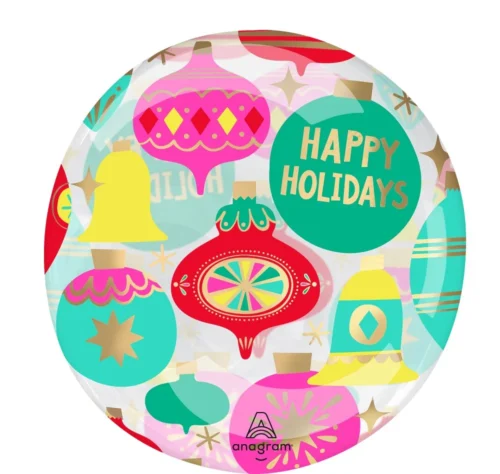 Balloon Plastic Clearz Happy Holidays