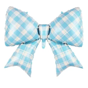 Balloon Foil Bow Plaid Blue