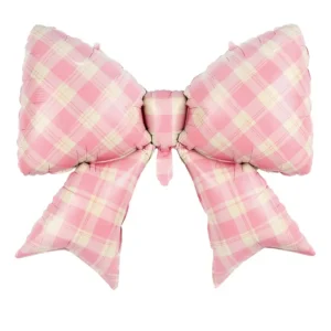 Balloon Foil Bow Plaid Pink