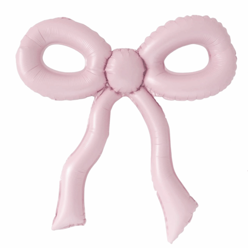 Balloon Foil Bow Pastel Matte Pink Frilly