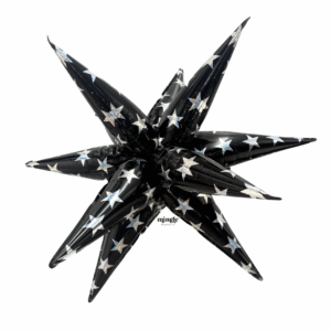 Non Helium Balloon: Sparkle Starburst Black