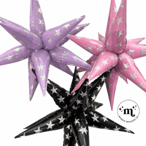 Non Helium Balloon: Sparkle Starburst Lavender - Image 2