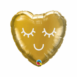 Balloon Mini Foil Heart Gold Smiley