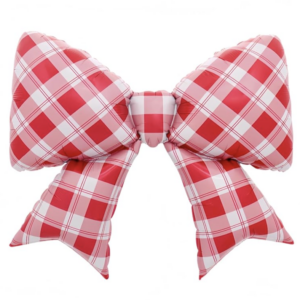 Balloon Foil Bow Plaid Red