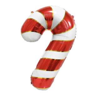 Balloon Foil Christmas Candy Cane Red + Gold