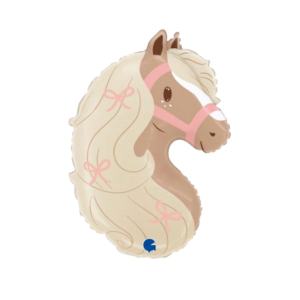 Balloon Foil Barn Animal Horse Tan With Bows