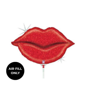 Non Helium Balloon: Mini Lip Glitter Red