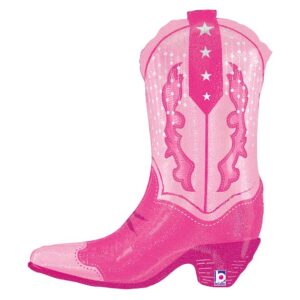 Balloon Foil Cowboy Boot Pink Glitter
