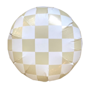 Balloon Foil Round Checkered Ivory