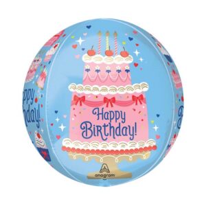 Balloon Foil Orbz Happy Birthday Cherry Cake