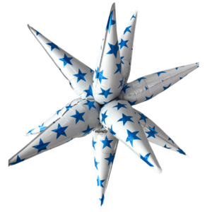 Non Helium Balloon: Starburst Sparkle Stars Blue