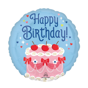 Balloon Foil  Round Happy Birthday Cherry Cake