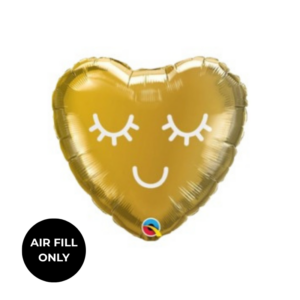 Non Helium Balloon: Mini Heart Gold Smiley