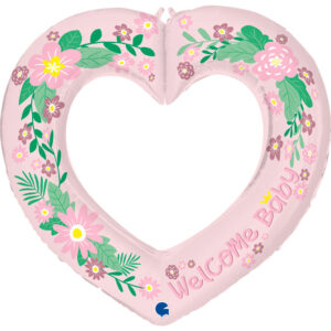 Balloon Foil Heart Welcome Baby Pink