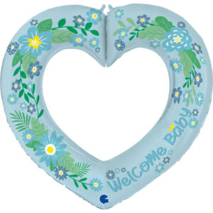 Balloon Foil Heart Welcome Baby Blue