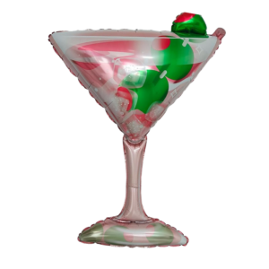 Balloon Foil Martini Glass Pink + Green